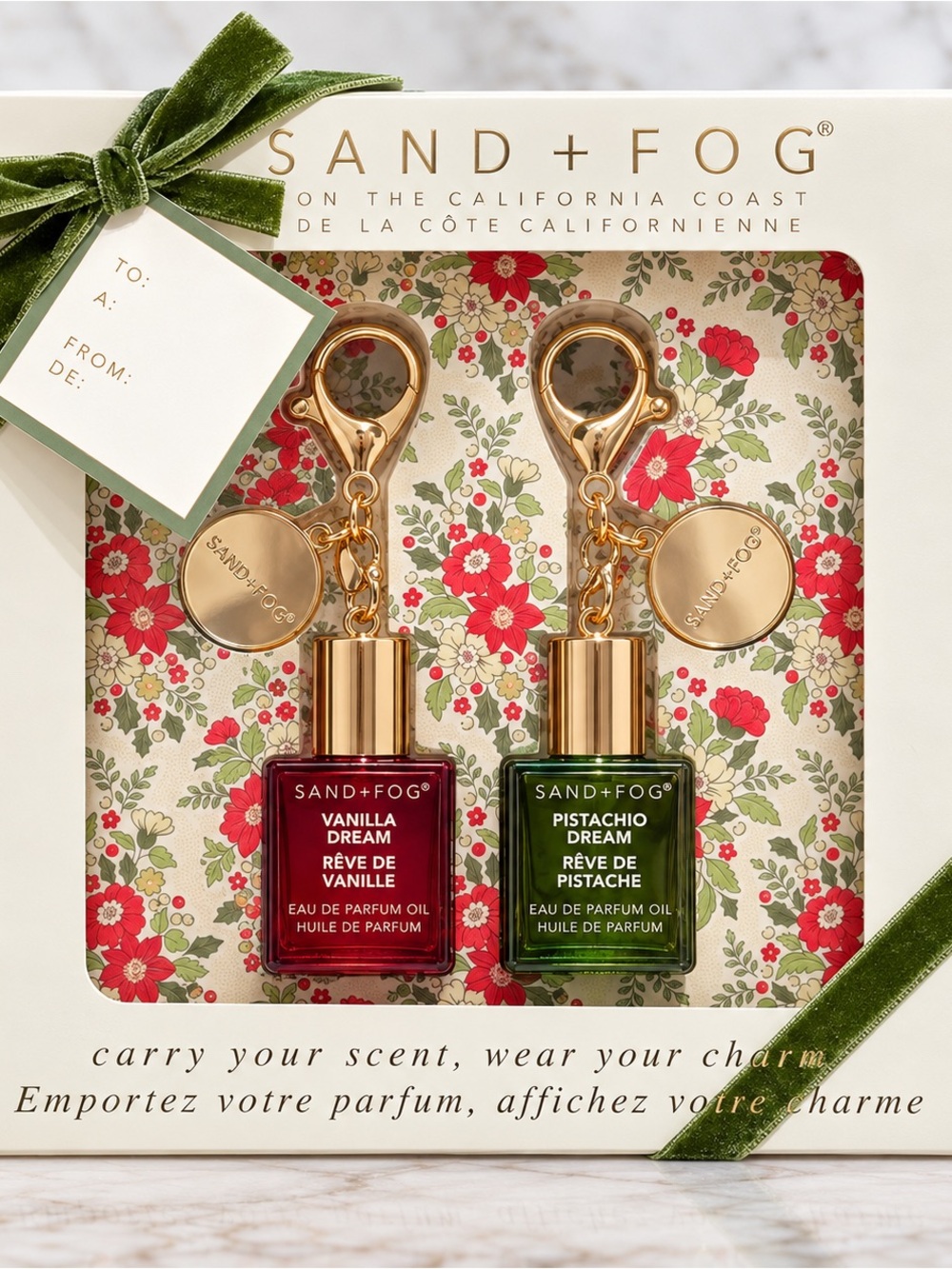 SAND+FOG Vanilla Dream & Pistachio Dream Clip-On Keychain Oil Duo Gift Set